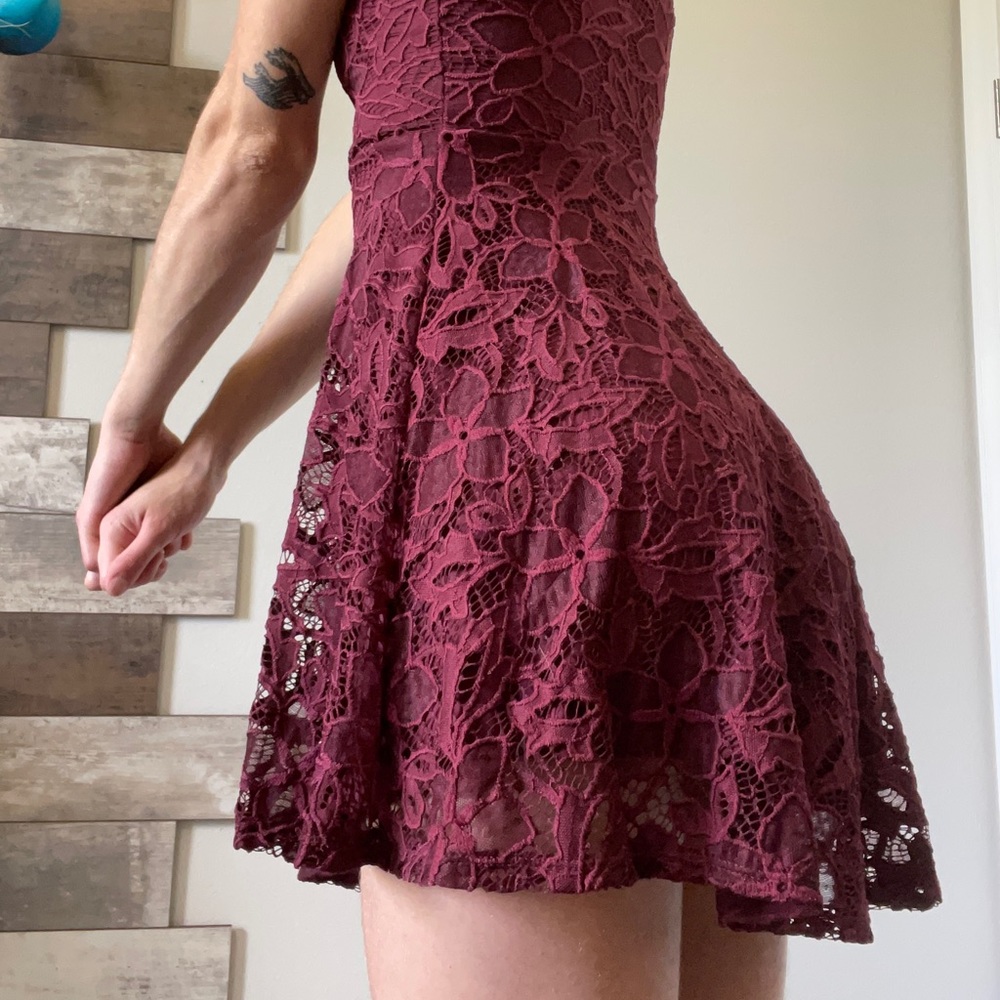 Material girl burgundy lace dress